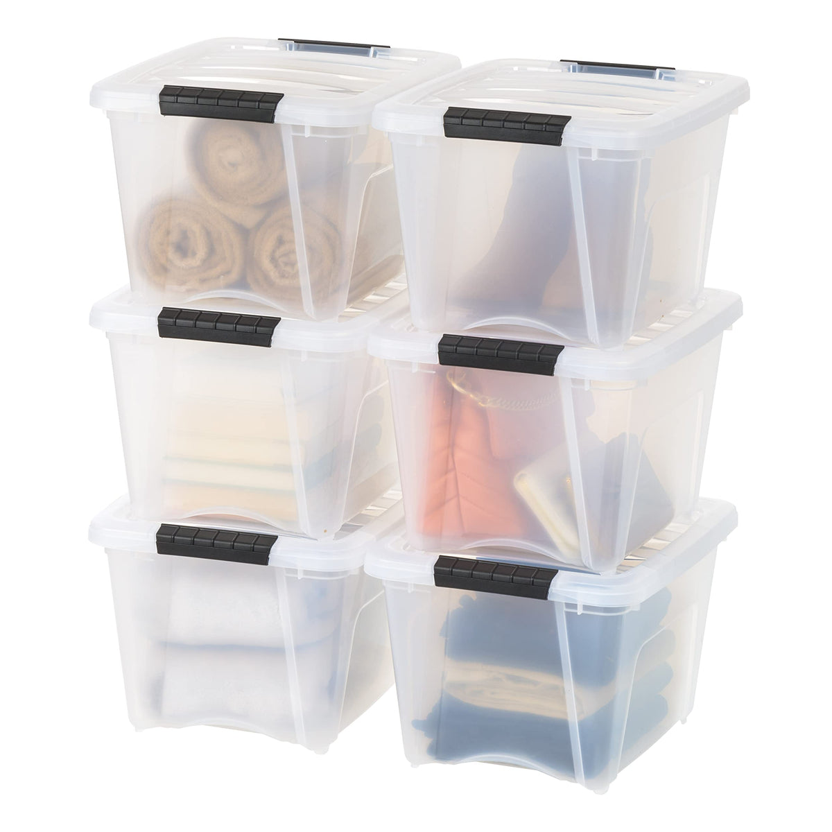 Stackable Storage Bins with Lids, Plastic Organizer Containers