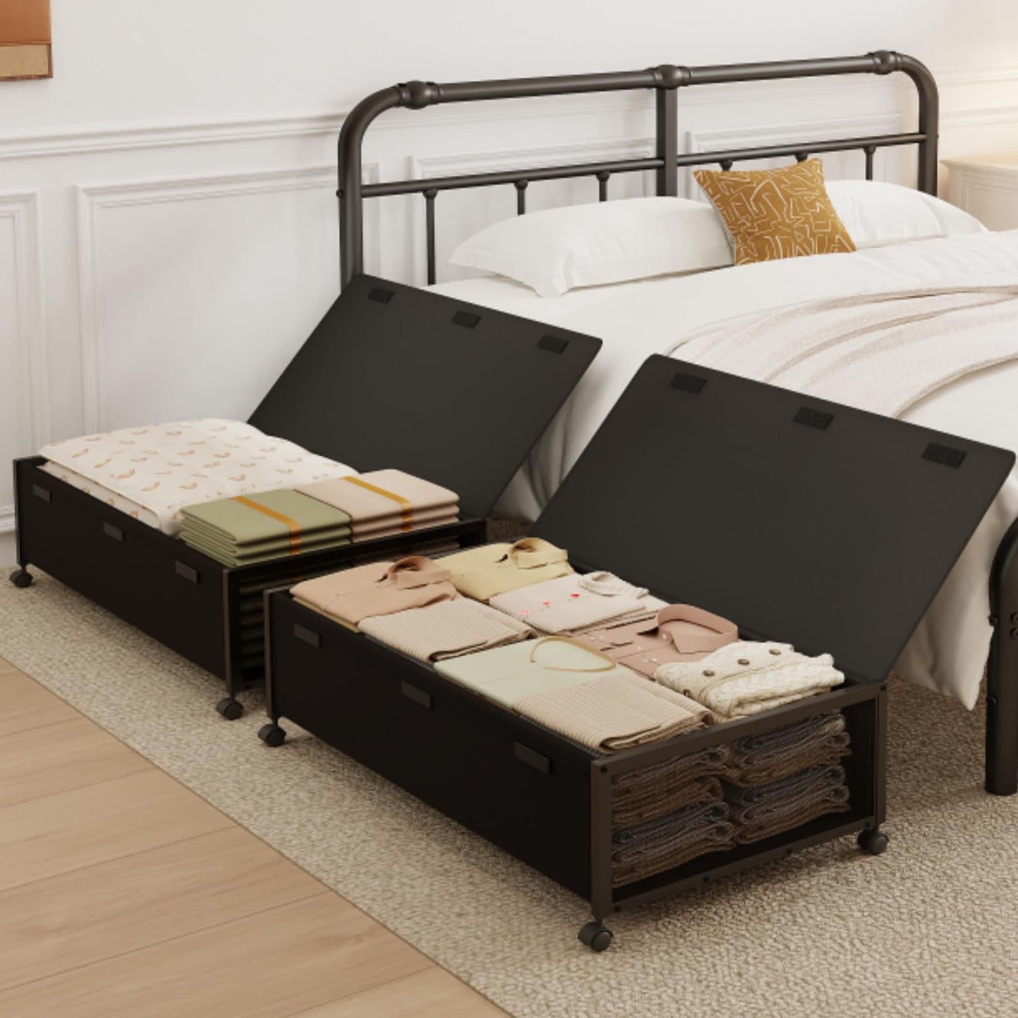 Under Bed Storage Containers with Wheels, Rolling Storage Drawers