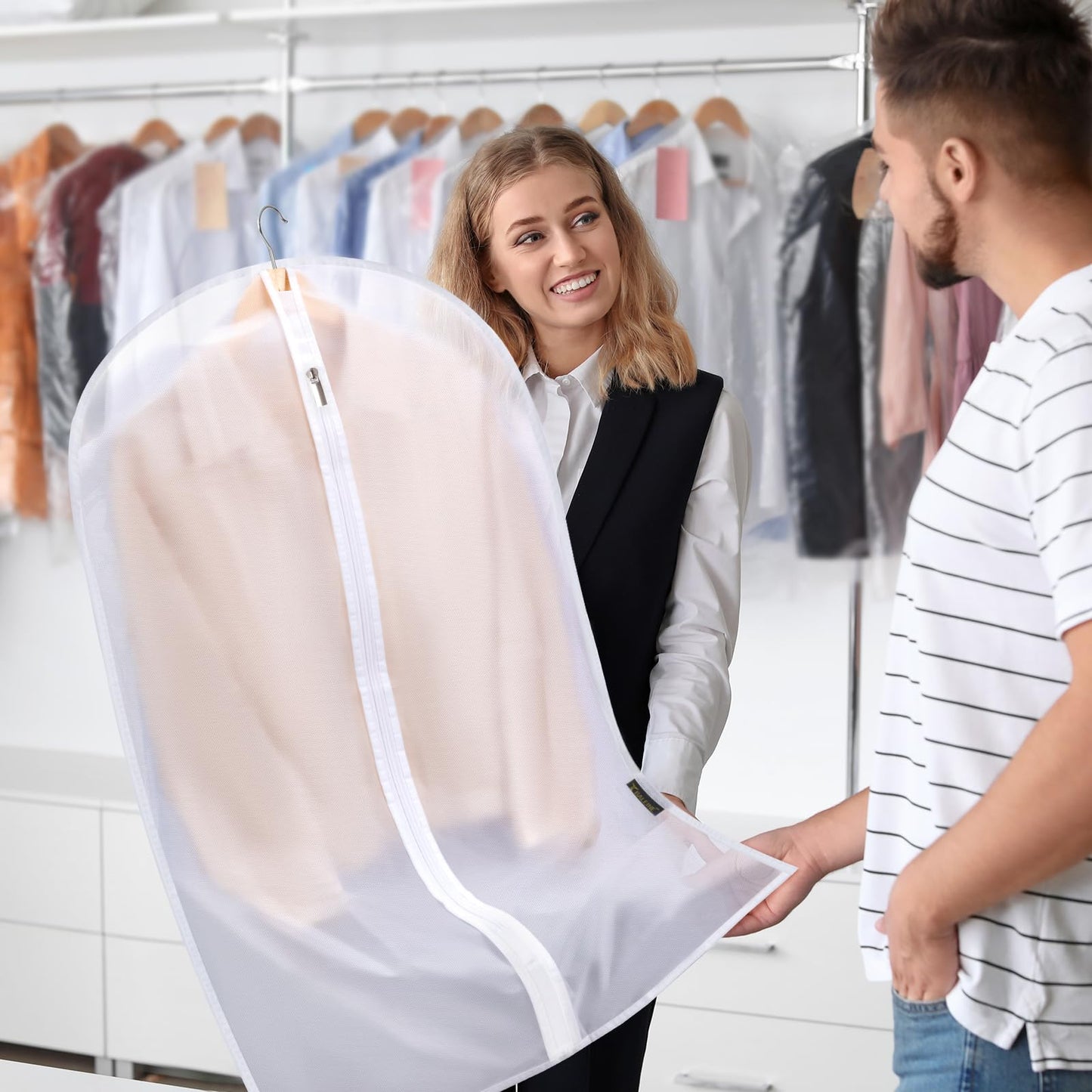 Translucent Garment Bags for Closet Clothes Storage