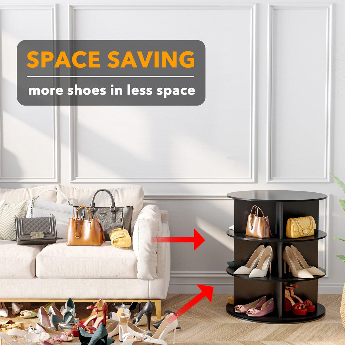 7 Tier Rotating Shoe Rack Tower, 360° Spinning Shoe Organizer