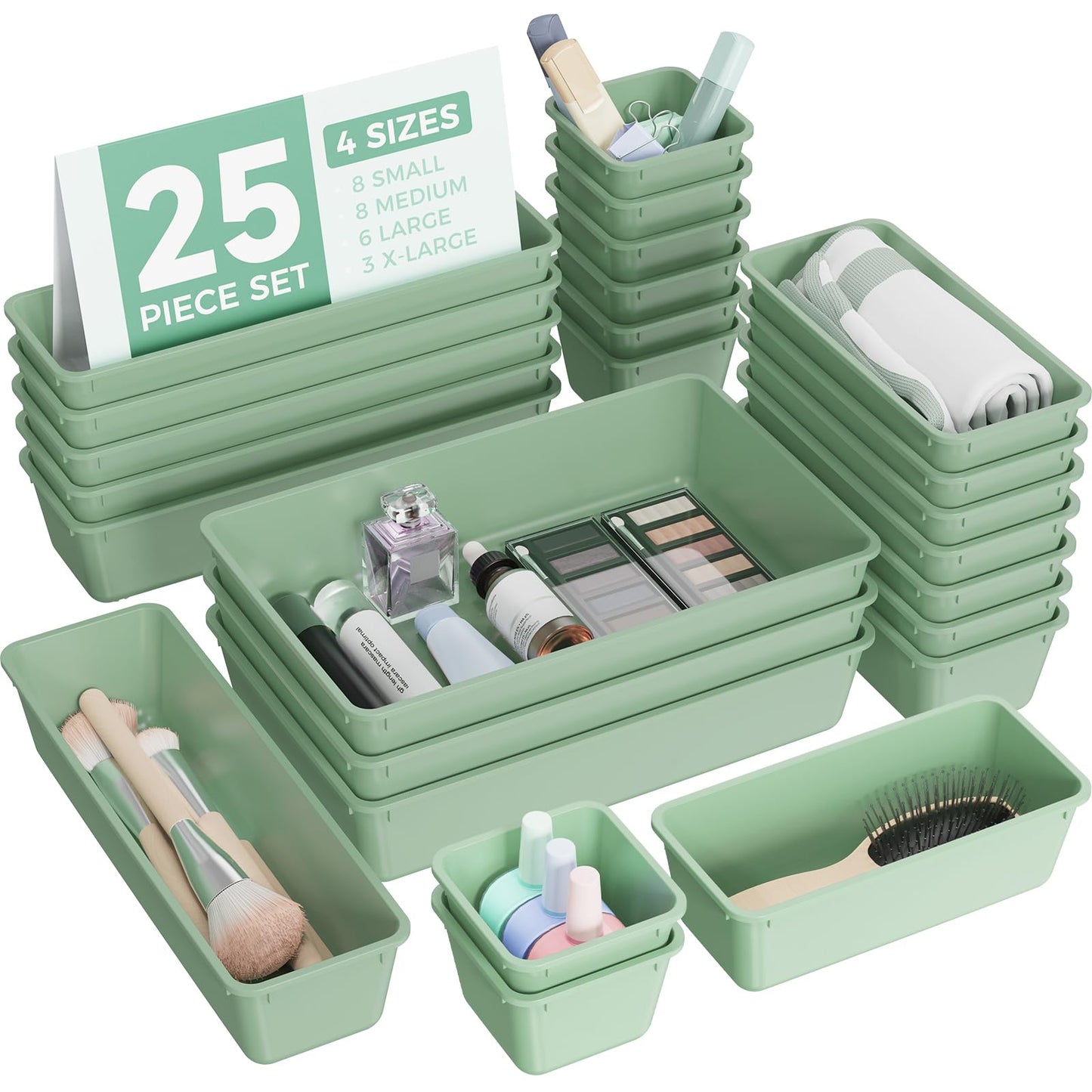 BiuLeon 25 PCS Plastic Drawer Organizers Set