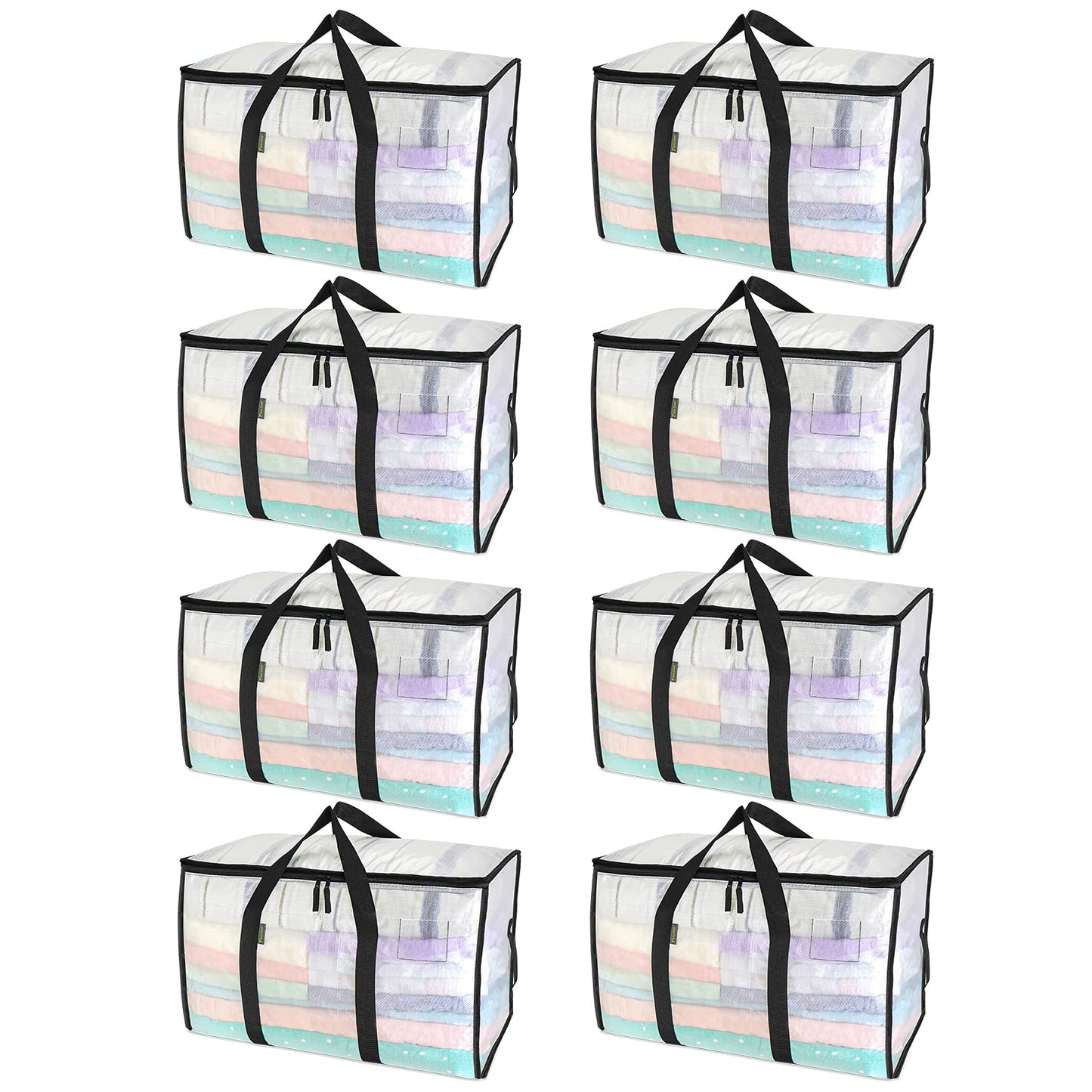Clear Oversized Storage Bags with Reinforced Handles for Moving