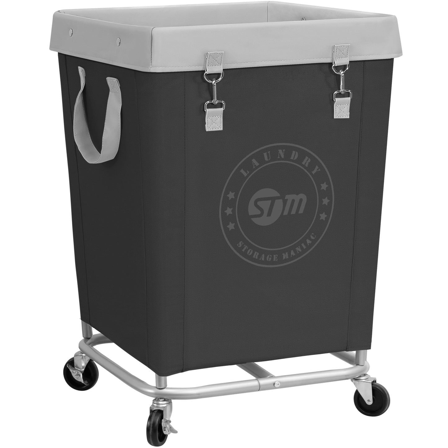 Industrial Laundry Hamper Cart with Wheels, Steel Frame