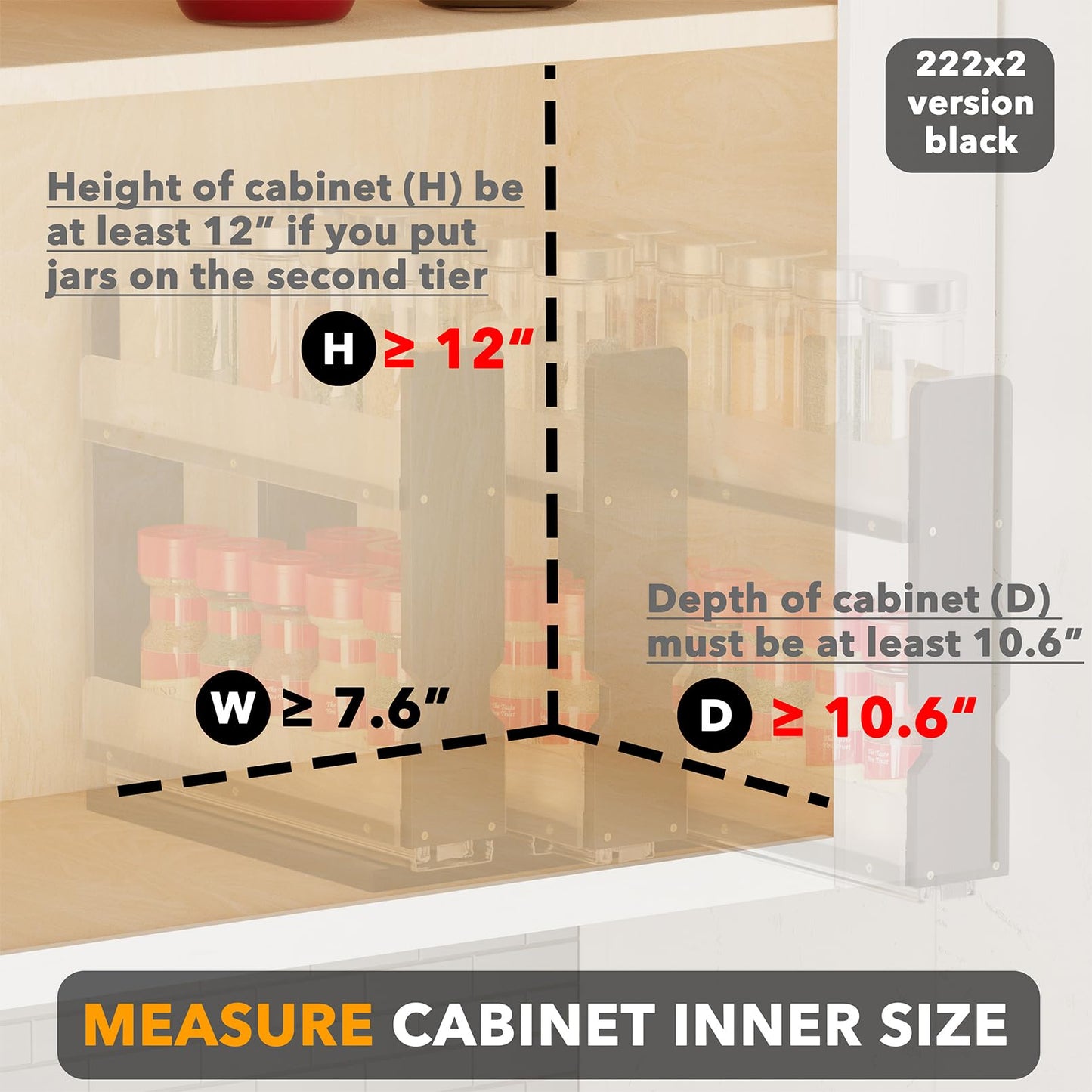 Bamboo Pull Out Spice Rack Organizer, Sliding Cabinet Storage