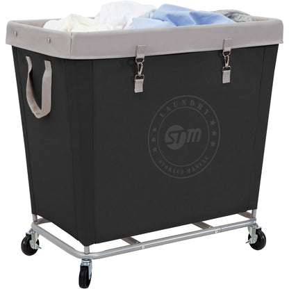Industrial Laundry Hamper Cart with Wheels, Steel Frame