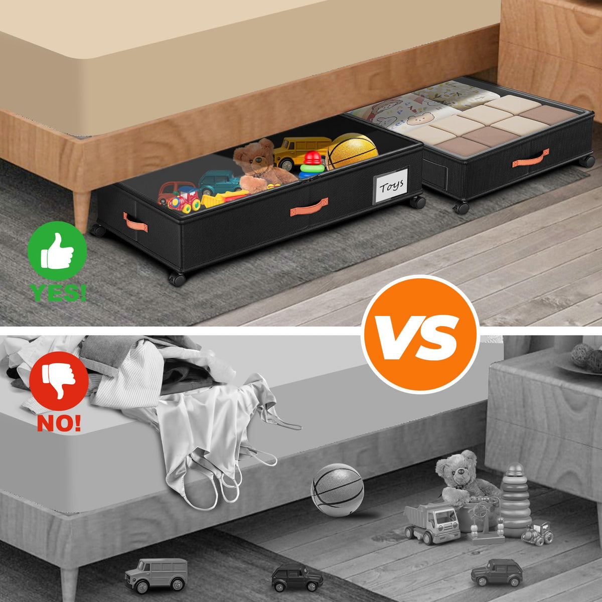 Under Bed Storage Containers with Wheels, Large Organizer Bins