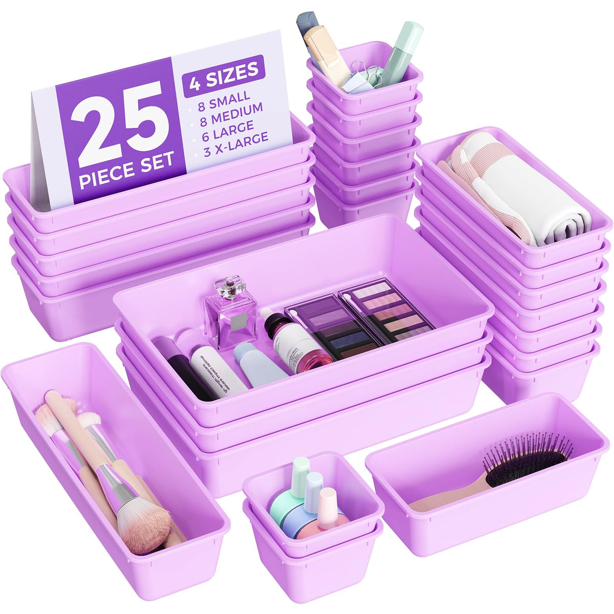 BiuLeon 25 PCS Plastic Drawer Organizers Set