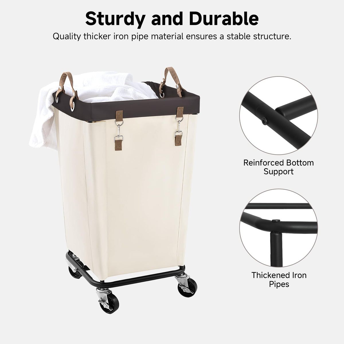 Large Laundry Hamper with Wheels, Rolling Clothes Basket