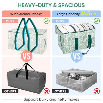 Clear Oversized Storage Bags with Reinforced Handles for Moving