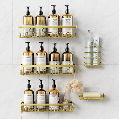 Adhesive Shower Caddy with Soap Holder, Rustproof Bathroom Shelf