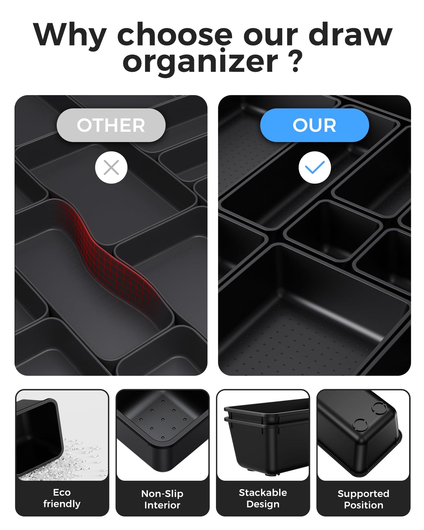 BiuLeon 25 PCS Plastic Drawer Organizers Set