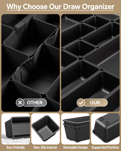 KEMETHY 25 PCS Plastic Drawer Organizers Set