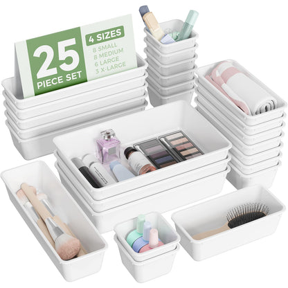 BiuLeon 25 PCS Plastic Drawer Organizers Set