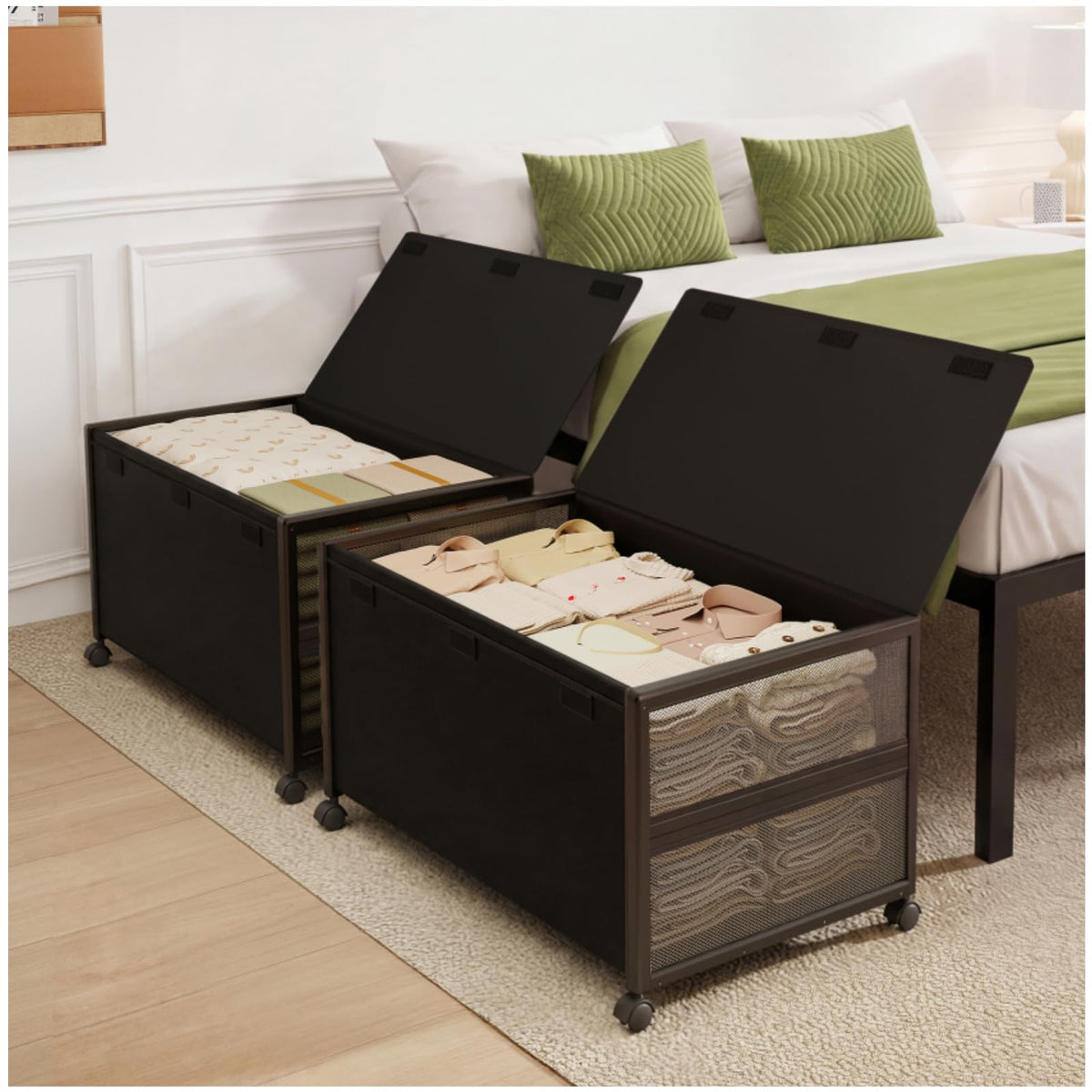 Under Bed Storage Containers with Wheels, Rolling Storage Drawers