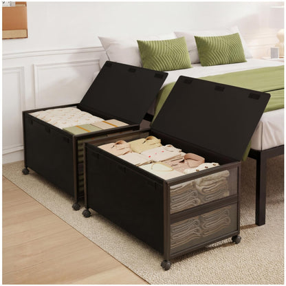 Under Bed Storage Containers with Wheels, Rolling Storage Drawers