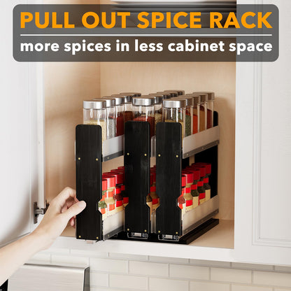 Bamboo Pull Out Spice Rack Organizer, Sliding Cabinet Storage