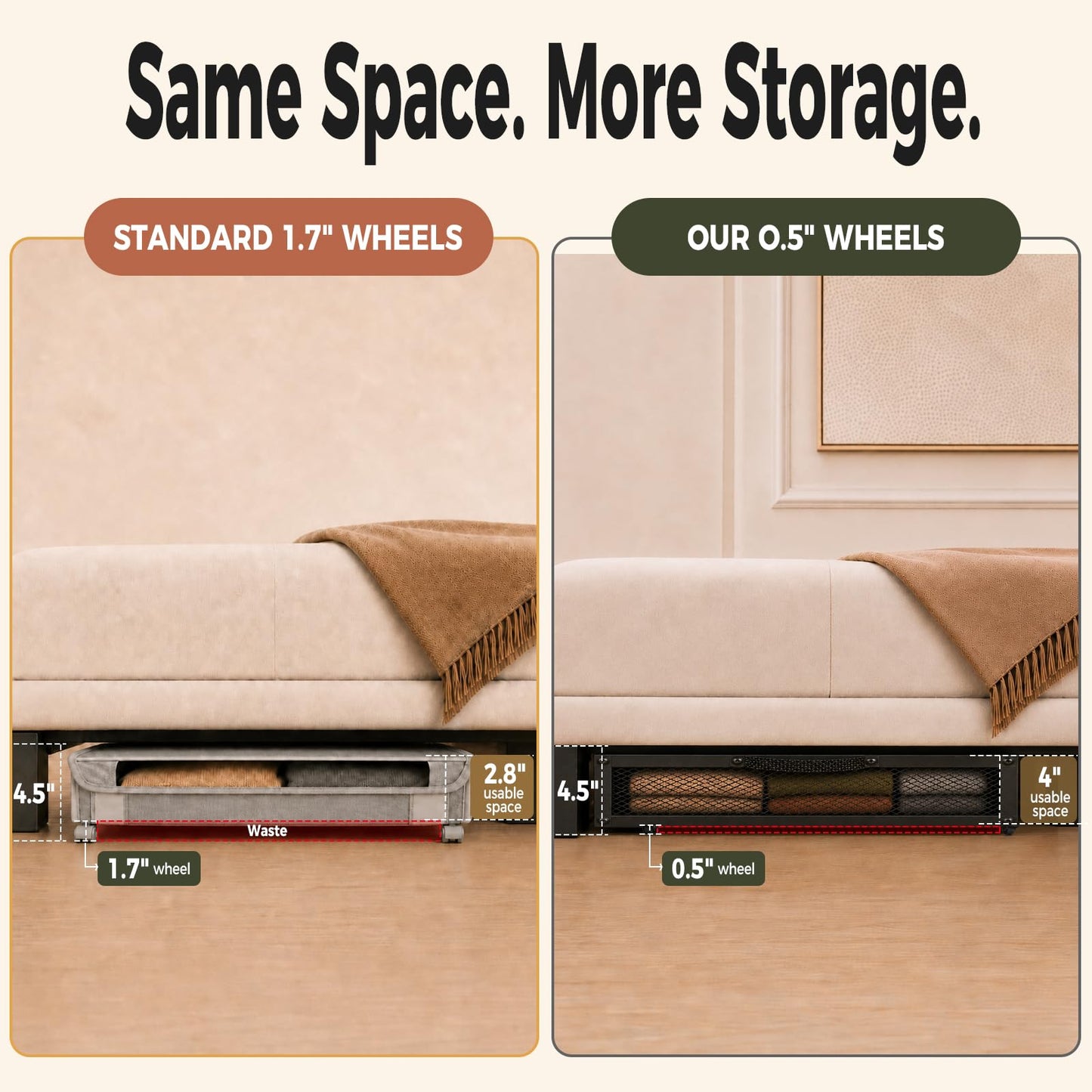 Under Bed Storage Containers with Wheels, Rolling Storage Drawers