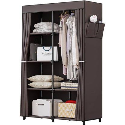 Portable Wardrobe Closet with Metal Hanging Rack Storage