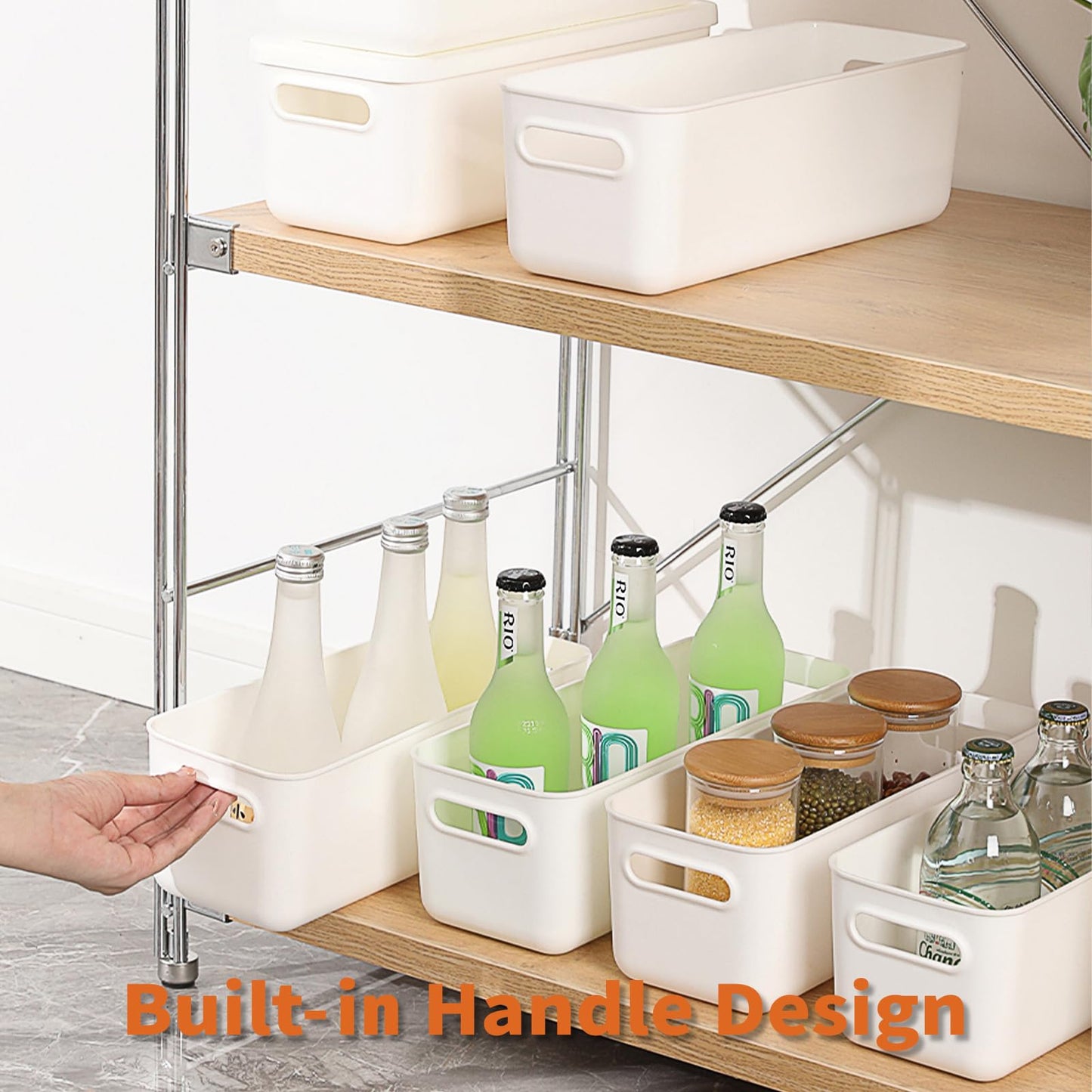 Plastic Storage Baskets with Lids, Woven Organizer Bins