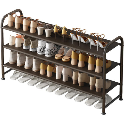 3 Tier Long Shoe Rack, Stackable Wide Storage Shelf