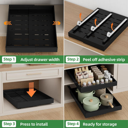 Expandable Pull Out Cabinet Organizer, Sliding Storage Drawer