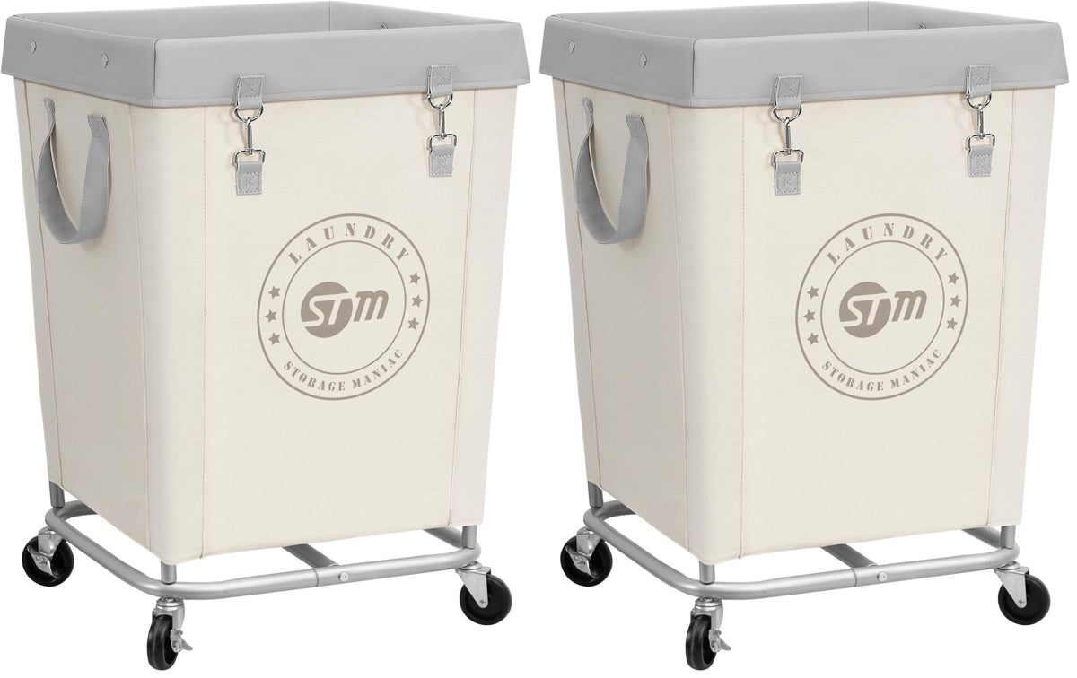 Industrial Laundry Hamper Cart with Wheels, Steel Frame