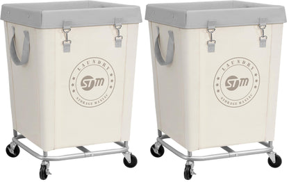 Industrial Laundry Hamper Cart with Wheels, Steel Frame