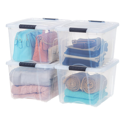 Stackable Storage Bins with Lids, Plastic Organizer Containers