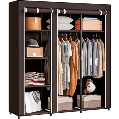 Portable Wardrobe Closet with Metal Hanging Rack Storage