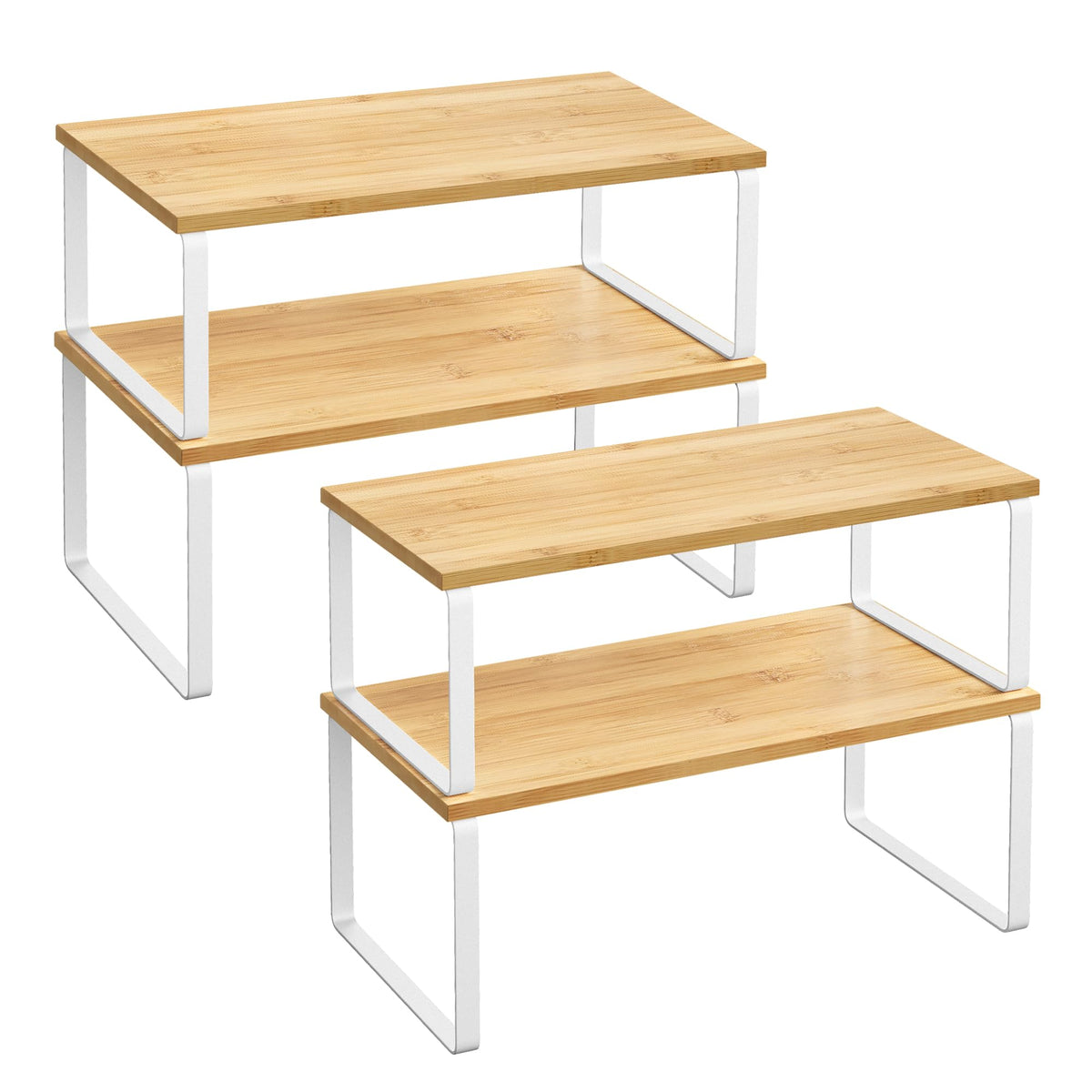 Cabinet Organizer Shelf Set, Stackable Kitchen Storage Shelves