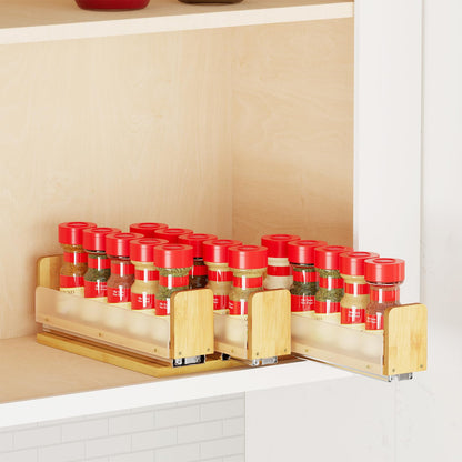 Bamboo Pull Out Spice Rack Organizer, Sliding Cabinet Storage