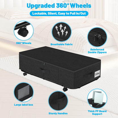 Under Bed Storage Bins with Wheels, Rolling Organizer Containers