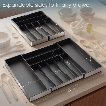 Expandable Silverware Organizer, 9 Slot Utensil Drawer Tray