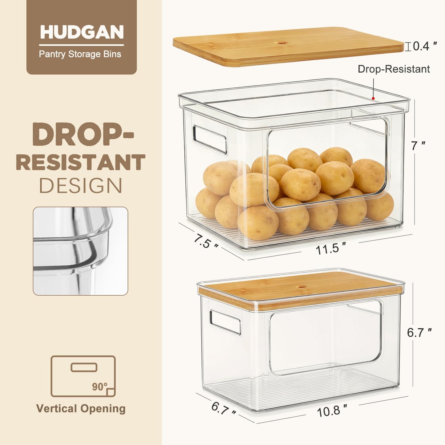 Hudgan Potato and Onion Storage Bin for Pantry Organizers
