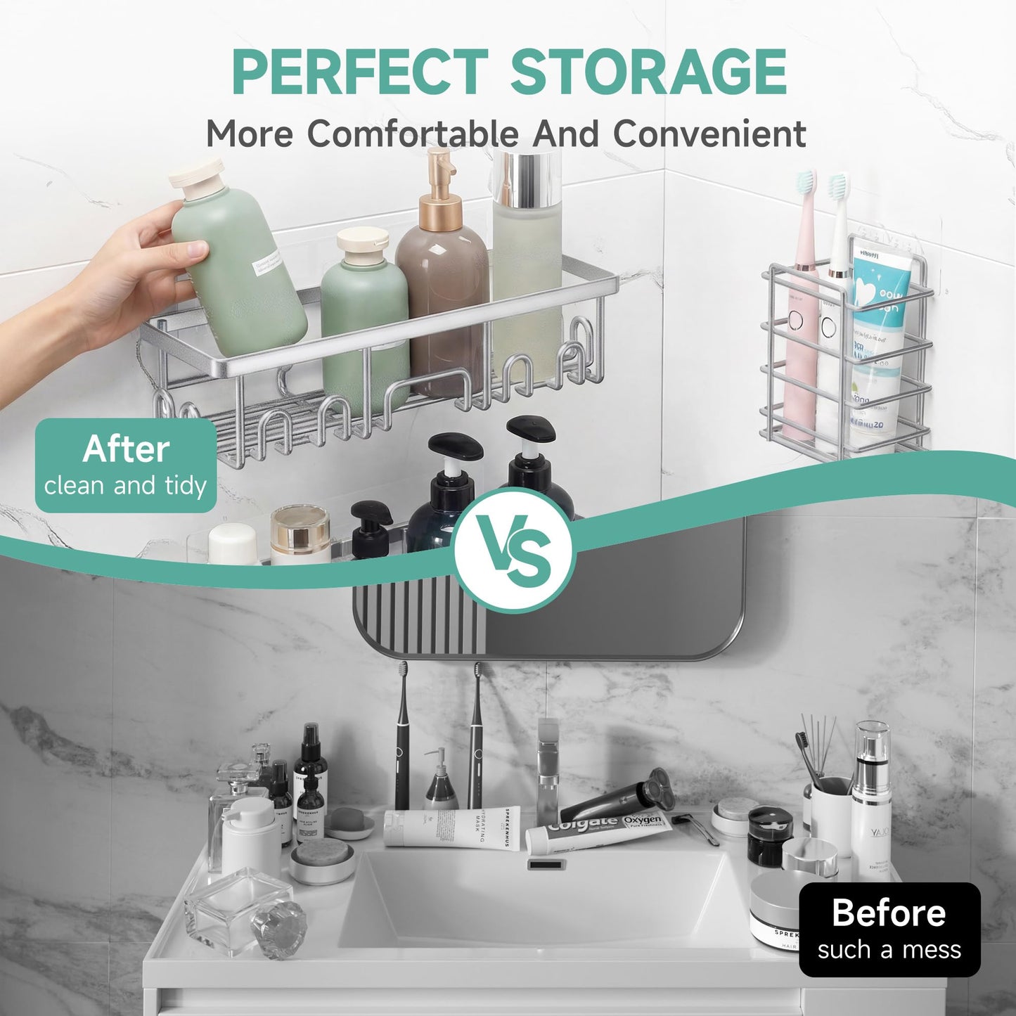 Wall Mounted Shower Caddy Set with Soap Dish and Holder