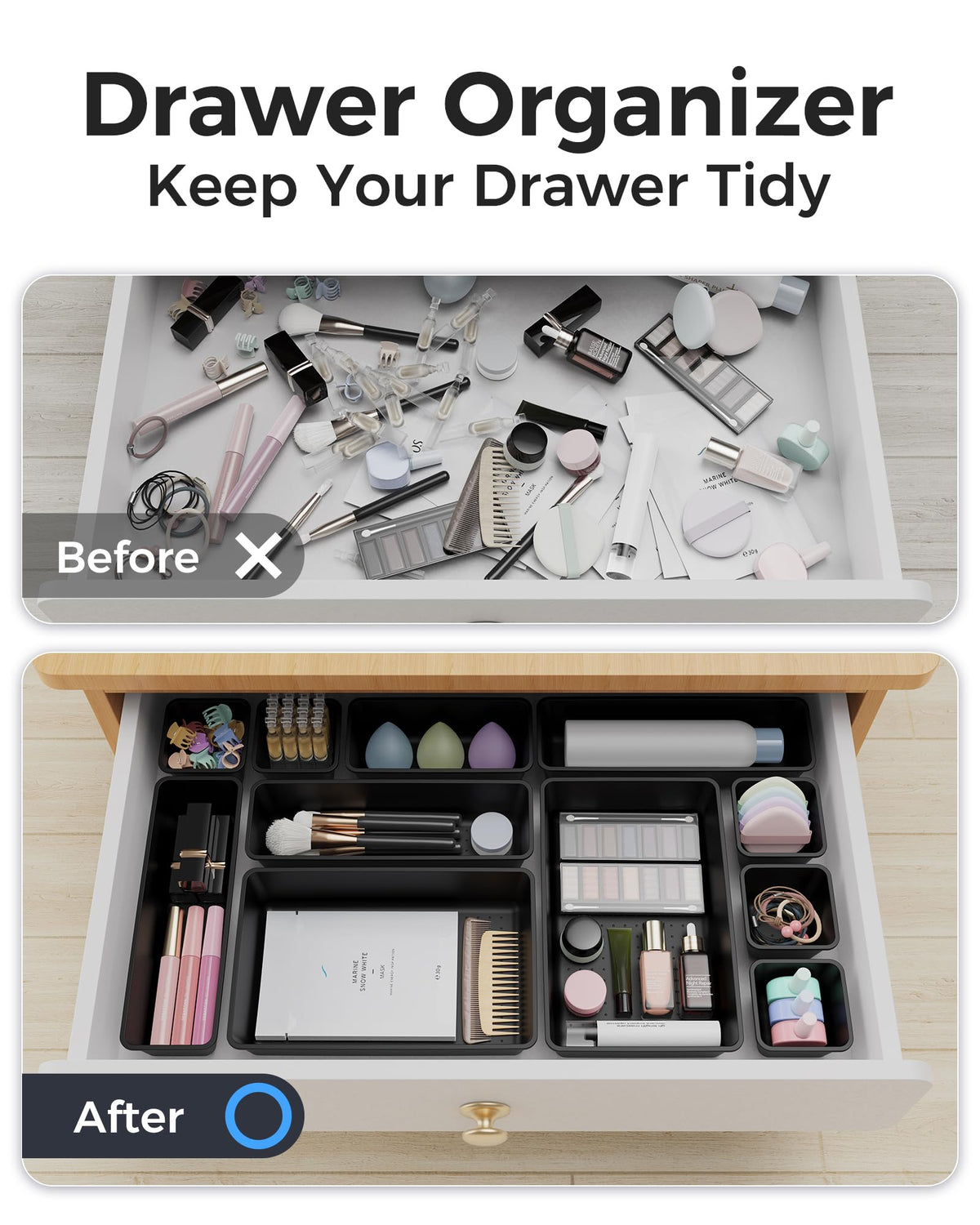 BiuLeon 25 PCS Plastic Drawer Organizers Set