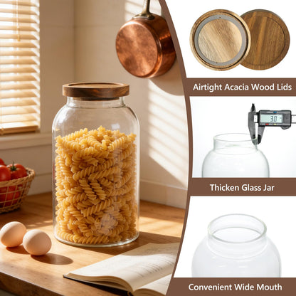 Glass Storage Jars with Airtight Lids, Pantry Containers Set