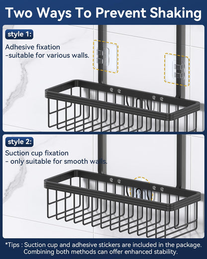 Aluminum Hanging Shower Caddy with Hooks and Soap Holder