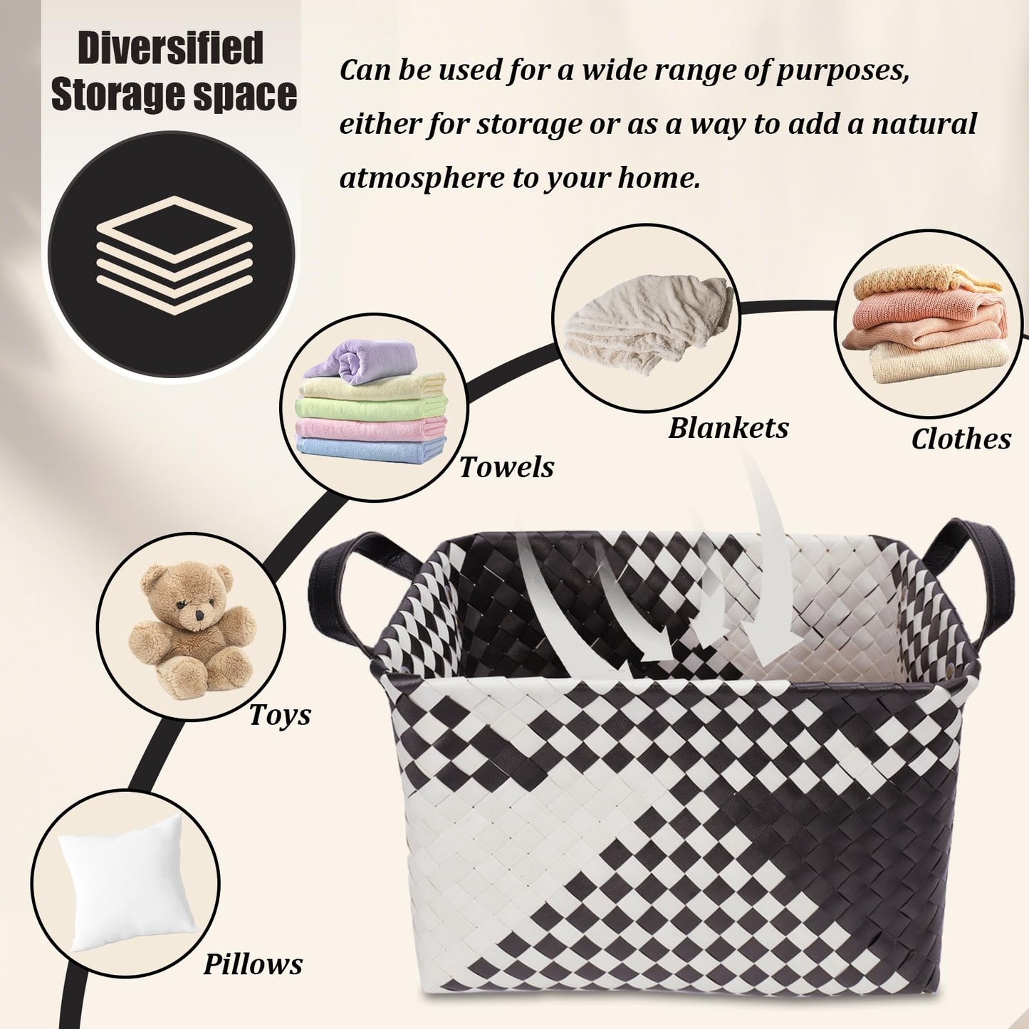 Handwoven Laundry Basket, Large Wicker Storage Hamper