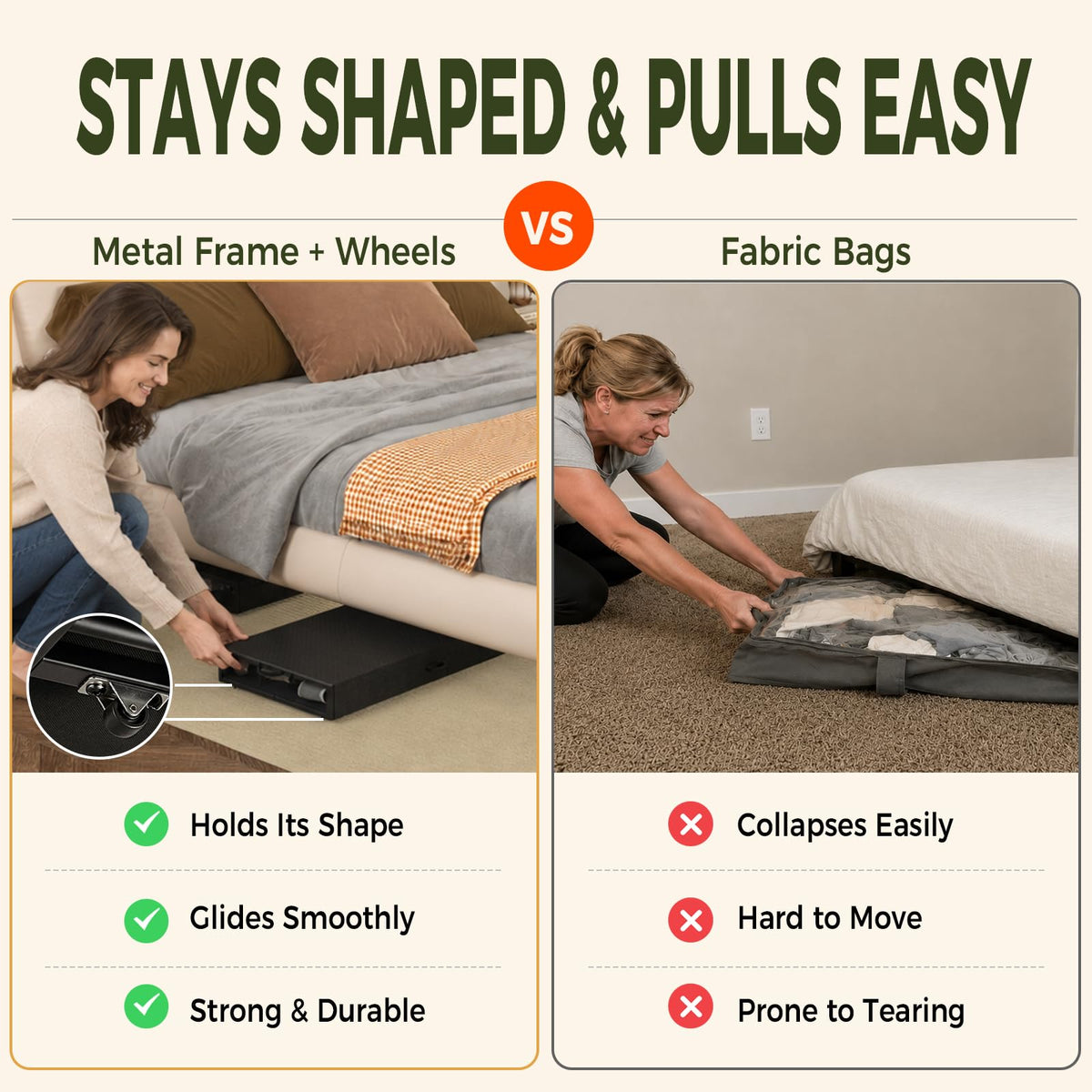 Under Bed Storage Containers with Wheels, Rolling Storage Drawers