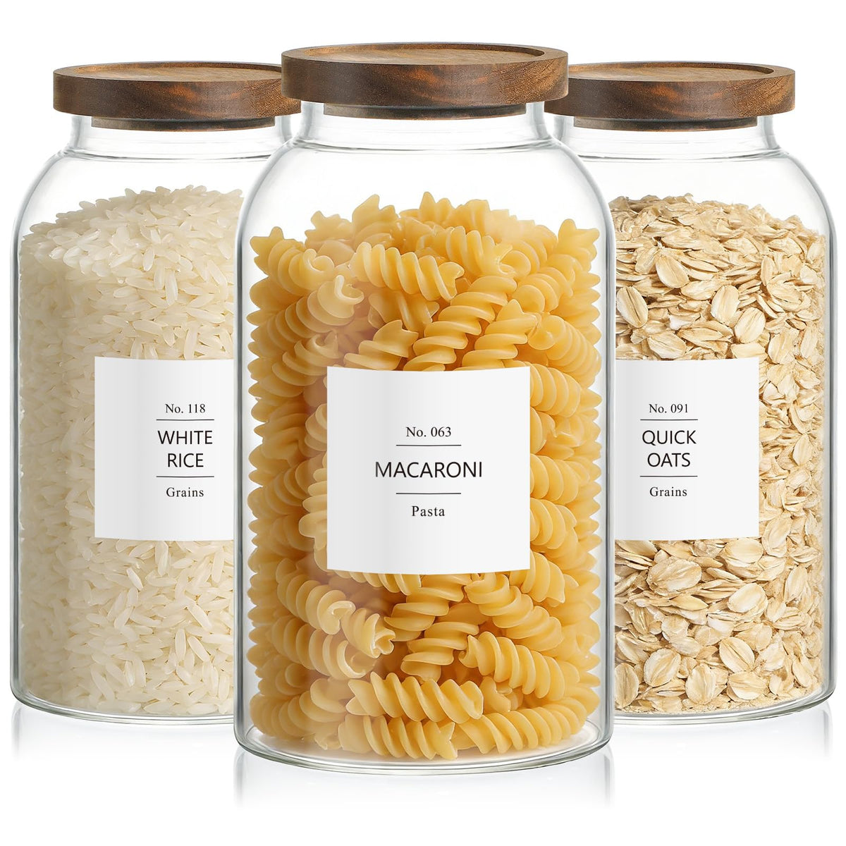 Glass Storage Jars with Airtight Lids, Pantry Containers Set
