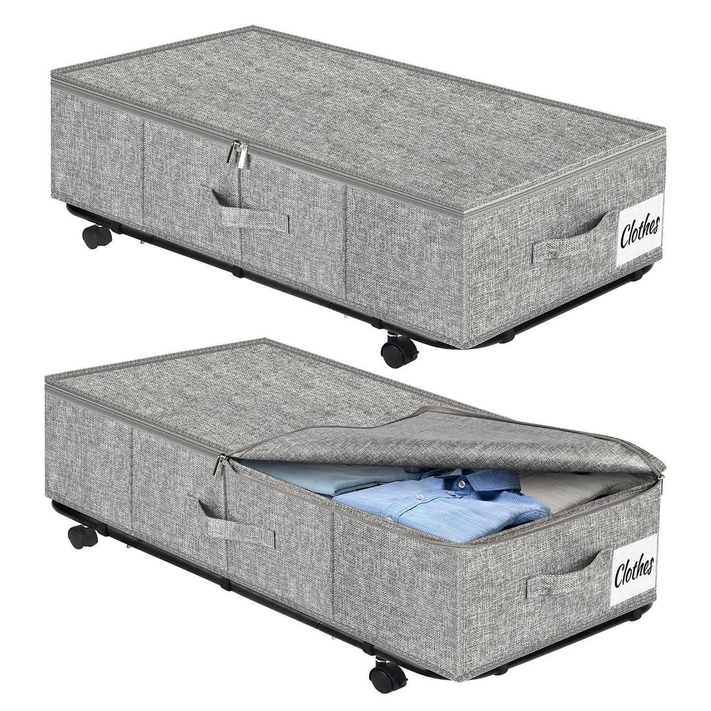 Under Bed Storage Bins with Wheels, Rolling Organizer Containers