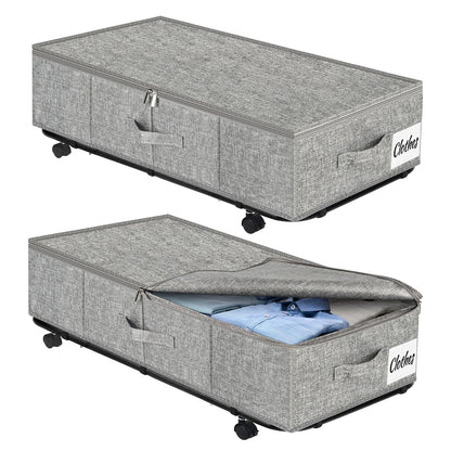 Under Bed Storage Bins with Wheels, Rolling Organizer Containers