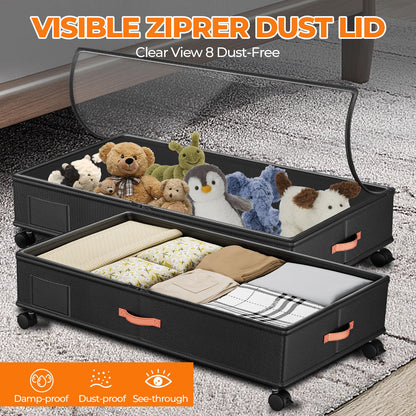 Under Bed Storage Containers with Wheels, Large Organizer Bins
