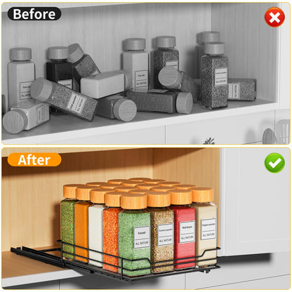 Pull Out Spice Rack Organizer, Adjustable Cabinet Storage Shelf