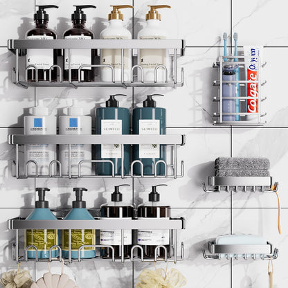Wall Mounted Shower Caddy Set with Soap Dish and Holder