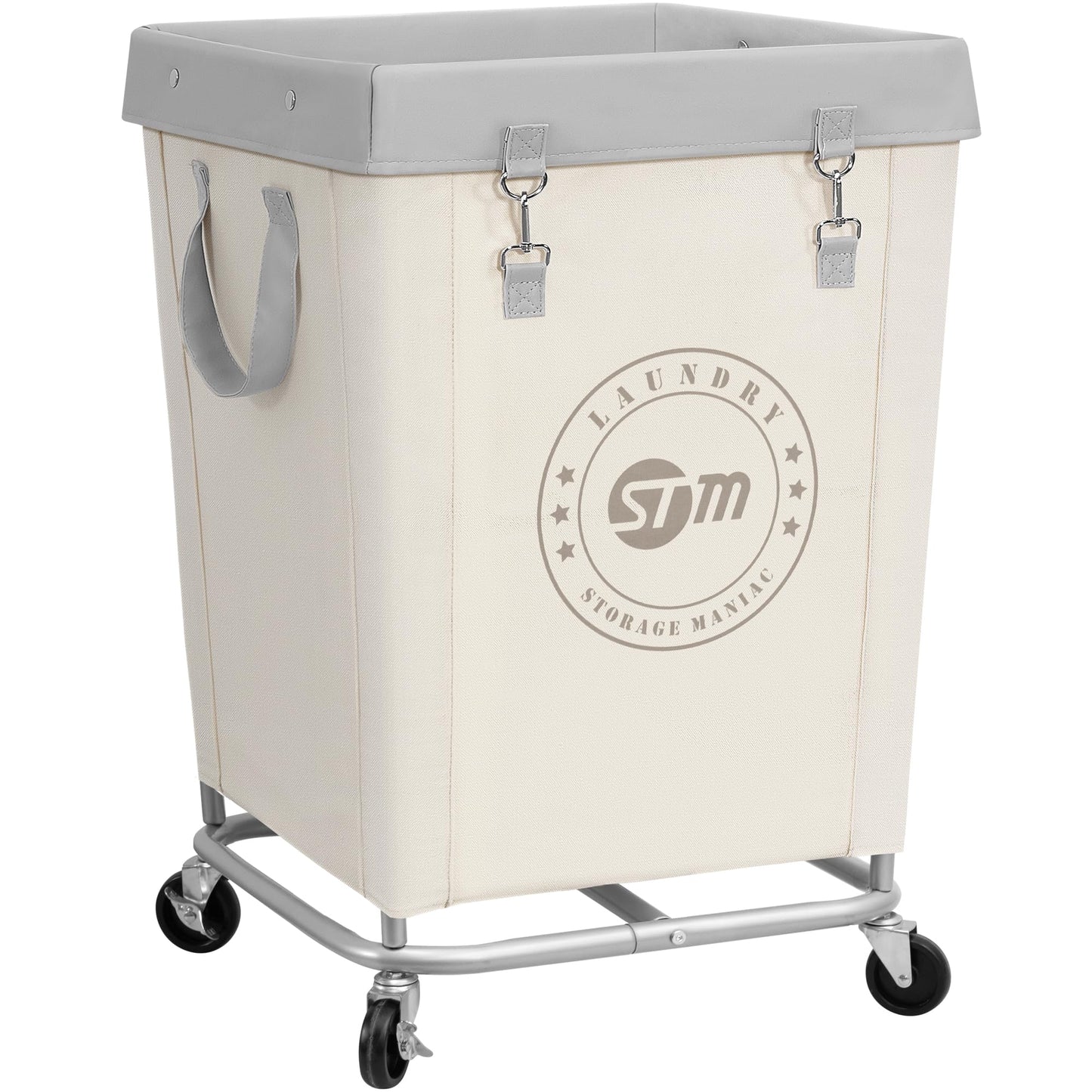 Industrial Laundry Hamper Cart with Wheels, Steel Frame