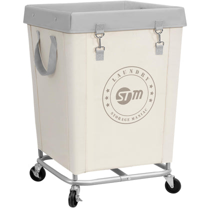 Industrial Laundry Hamper Cart with Wheels, Steel Frame