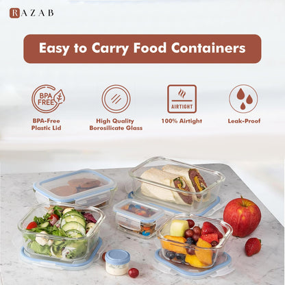 Glass Food Storage Container Set with Lids, Meal Prep Boxes