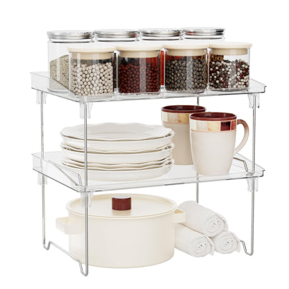 STARLATTA Acrylic Cabinet Organizer Shelf, Stackable Kitchen Counter Shelves,Spice Rack,Countertop Organizers,Clear Plastic Storage Organization for Makeup，Bathroom,Cupboard,Desk,Pantry